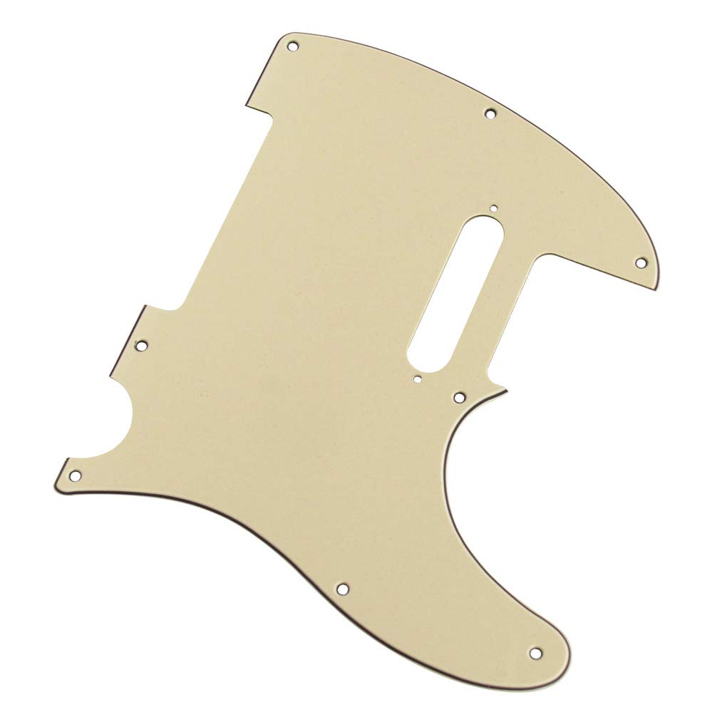 FLEOR 8 Hole Tele Pickguard w/Screws Fit USA/MX Standard Telecaster Pickguard Replacement, 3Ply Cream